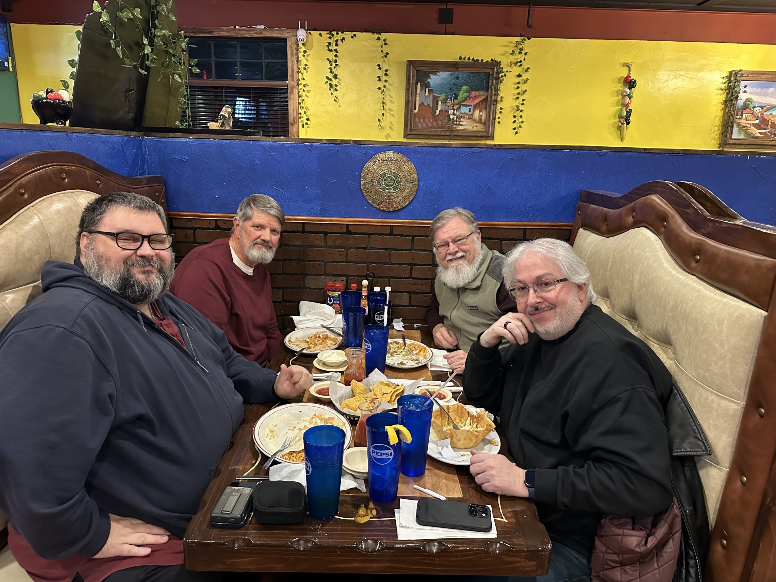 Dr. Brad Miller, Dr. Craig Vanslyke, Dave Jackson, and myself having dinner the evening before PodIndy 2025.